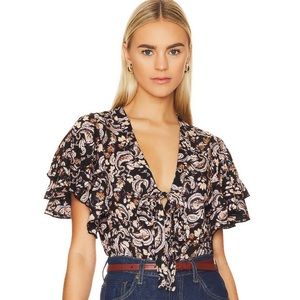 NWT Free People Call Me Later Bodysuit in Black Combo